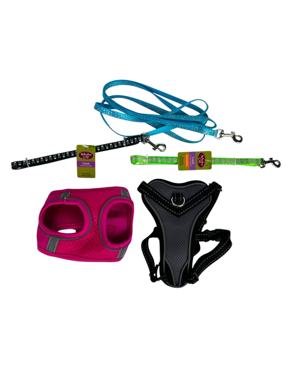 Boots & Barkley Dog Harness Lot 2 Harnesses 3 Leashes Whisker City Reflective